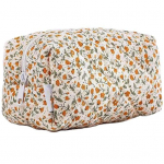 Kosmeetikakott Stiilne reisi-nahahooldusvahend lilledega tr&uuml;kitud sileda t&otilde;mblukuga, h&otilde;lpsasti ligip&auml;&auml;setav kaasaskantav trendikas meigikott oranž