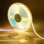 DC5V USB COB LED-ribavalgusti 1M/2M/3M/4M/5M h&auml;mardatav COB-riba puutetundliku ja k&auml;sitsi p&uuml;hkimish&auml;mardusl&uuml;litiga kapi magamistoa valgustamiseks 1m valge