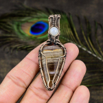 Natural Fluorite, Moonstone Gemstone Copper Wire Wrap Gift Pendant 2.80 w2g85