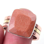 Naturaalne P&auml;ikesekivi Kivi K&auml;sit&ouml;&ouml; 925 Sterling H&otilde;be Kahev&auml;rviline S&otilde;rmus S.10 A1F96 beige