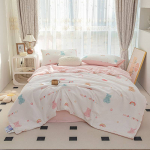 2024 uus pehme ja mugav mull-puuvillast tr&uuml;kitud suvetekk neljaosaline komplekt 150x200cm1 pieces