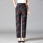 8XL 9XL Keskealised Naiste P&uuml;ksid Print Elastsed K&otilde;rge V&ouml;&ouml;kohaga Vabaaja P&uuml;ksid Sirged p&uuml;ksid Oversize Vanaema 5XL