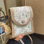 Straw kott Naiste Crossbody kott V&auml;ike v&auml;rske pitsist kootud kott One Size roheline