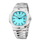 Specht & S&ouml;hne Uued Saabumised Mood Automaatsed Mehaanilised K&auml;ekellad Meestele Helendav Kellaplaat 42MM Teras Veekindel Klassikaline 5711 Kell steel strip blue