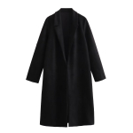 Vintage V-kaelusega pikad varrukad Naiste Mood &Uuml;hev&auml;rviline Avatud Koega Pikk Trenchcoat &Scaron;ikk Daami Komplektid Suur Suurus L must
