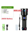 8000000LM &uuml;liv&otilde;imas taskulamp 800 W laetav taskulamp 2000 meetrit suure v&otilde;imsusega LED taskulambid veekindel latern Flashlight-26650 Battery must