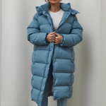 GMXIA Talvine tihendav pikk sulejope, valge pardisulede naiste tippklassi kapuutsiga sulejope, pikendatud jakk S sinine