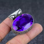 Amethyst Gemstone Handmade 925 Sterling Silver Jewelry Gift Pendant 1.42 w3e69