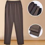 S&uuml;gisene keskealiste naiste lisap&uuml;ksid vabaaja sirged p&uuml;ksid elastsed k&otilde;rge v&ouml;&ouml;kohaga fliisp&uuml;ksid plusssuuruses 6XL khaki