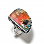 Natural Spiny Oyster Gemstone Handmade 925 Sterling Silver Ring Size 8 q0m57