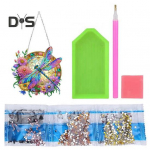 Dragonfly ripats erikujuliste kunst-teemantmaalimise komplekt Lillede kiilmustriga rippuv ornament isetegemise teel kodukaunistuseks m&otilde;eldud kivist kunstikomplekt Dragonfly