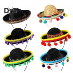 6 tk Halloweeni Sombrero Peapael Mehhiko Peom&uuml;tsid Pl&uuml;&uuml;sist Pom-pomidega P&uuml;had Fiestad Cosplay Rekvisiidid 6pcs
