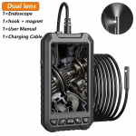 T&ouml;&ouml;stuslik 3-objektiiviline endoskoopkaamera 5,0-tolline IPS 1080P HD kontrollkaamera boreskoop, sobib erinevatele v&auml;ikestele kanalitele IP67 veekindel 5M 8MM Dual Lens