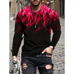 Meeste leekmustriga pikkade varrukatega T-s&auml;rk - Pilkup&uuml;&uuml;dev graafiline T-s&auml;rk suveks - Moekas, mugav ja esmaklassilise kvaliteediga vabaaja r&otilde;ivaese M