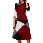 Naiste vabaaja ja moekas 3/4 varrukatega tasku ja t&otilde;mblukuga kleit L sinine