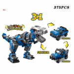 375 TK 3in1 poiste dinosauruste ehitusplokk Dragon World Transformation Bricks Mehaanilised veoautom&auml;nguasjad lastele, kingitus karbita