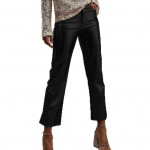 Naiste p&uuml;ksid Slim Fit l&auml;ikiv sile pind kunstnahast taskud v&ouml;&ouml; keskel T&otilde;mblukuga n&ouml;&ouml;biga Pehme hingav Club Party Lady Ninth p&uuml;ksid S must