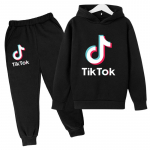 Tiktok poiste ja t&uuml;drukute hoodie+retuusid kampsun &uuml;likond 120CM must