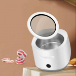 Ultraheli puhastusvahend proteesidele, fiksaator, suukaitse, joondusseade, hambaharjapea, 42 kHz ultraheli ehete puhastusvahend, 180 ml kaasaskantav ultrahelihoidja US Plug/1PC valge