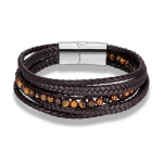 Helmeste k&auml;ev&otilde;ru Mood Meeste Ehted Roostevabast terasest Tiigrisilm Looduslikust Kivist v&otilde;lu K&auml;ev&otilde;ru Magnetklambriga Nahast K&auml;ev&otilde;ru Kingitus 23cm