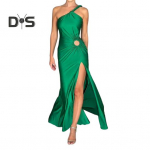 Naiste &Otilde;htukleit Viltuse Kaelusega &Otilde;lgu Paljastav L&otilde;hikuga &Auml;&auml;rise Liibuv Seljatu Varrukateta &Otilde;&otilde;nes V&auml;ljal&otilde;igetega Ballikleit Pikk Kleit Puhkuse Rannakleit S roheline