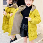 T&uuml;drukute kapuutsiga pluss sametist paksud pealisr&otilde;ivad, soojad talvemantlid, parkjad jakk, armsad soliidsed jakid, vabaajariided lastele 110 punane