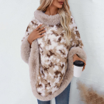 S&uuml;gis- ja talvine naiste prinditud nahkhiirte varrukas, &uuml;le piiri mantel kardigan kudumid, krae kampsun One Size aprikoosi