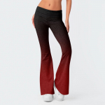 Naiste mood Gradient Slim Fit Slim Reverse Waist Madala v&ouml;&ouml;kohaga elastsed p&uuml;ksid L roosa