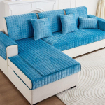 Pehmed diivanikatted Diivanipadi universaalne libisemiskindel Four Seasons talvediivani kate 70x210cm sinine