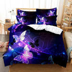 Lilla Voodipesukomplekt Pol&uuml;ester Tekikott Padjakate 3D Tekikott Lavendel Liblikas Kahekordne T&auml;issuuruses Kuningas Queen &Uuml;heinimesevoodi 140x210cm 2pcs