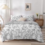 Cartoon Cat tekikott Cartoon Animal Print voodipesu komplekt koos padjap&uuml;&uuml;riga 2/3 tk voodikatte komplekt magamistoa sisekujunduseks 200x200cm 3pcs