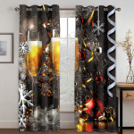 J&otilde;ulukaunistuste kardin 3D multifilm J&otilde;uluvana j&otilde;ulupuu pol&uuml;esterriidest kardin lumememme muster pidulik atmosf&auml;&auml;r W132cm x H160cm&Hook