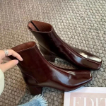 K&otilde;rged kontsad Poolsaapad Naiste kandiline varvas paksud nahast kingad Naine Trend Talvised Chelsea saapad Goth Gladiator Botas De Mujer 35