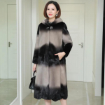 Kunstkarusnahast pikad mantlid, suured Ombre pl&uuml;&uuml;s kapuutsiga jakk Naiste talvekorea stiil Stiilne soe mantel T&auml;navar&otilde;ivad M parkkoor