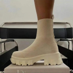 Naiste saapad platvormsaapad s&uuml;gistalveks jalatsid Slip on platvormkingad Naiste poolsaapad Valged kontsad l&uuml;hikesed Botas Mujer 1902 35 beež