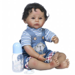 20'' 50 cm Black Skin Reborn Baby Doll Raven Pehmest riidest korpus PP puuvillast simulatsiooniga Nuku elutruud vasts&uuml;ndinud nukud poistele v&otilde;i t&uuml;drukutele p&uuml;hadekingitusteks 50cm cloth body