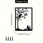 Moodne Cat Silhouette seinakunst &ndash; sobib ideaalselt sise-/v&auml;ljas kasutamiseks. Metallist dekoor lemmikloomas&otilde;pradele ja ainulaadne kingitus kassihuvilistele. valge