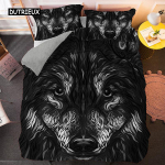 Fashion Wolf mustriga voodipesukomplektid loomade tekikott Queen King Size tekikate padjap&uuml;&uuml;r 2/3 tk pol&uuml;estrist lohukott EU single(135x200cm)