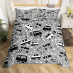 Multifilmi Autode Tekikott Lastele Linnaliikluse Teede Kaart Voodipesukomplekt Poiste Toa Sisustuseks, Geomeetriliste Joontega T&auml;naviauto Tekikott EU Single 135x200cm