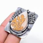Psilomelaine Dendritic 925 Sterling Silver Jewelry Ring Size 8 k7w80