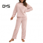 2 tk/komplekt Pidžaamakomplekt S&uuml;gistalvine vabaaja riietus Top P&uuml;kste komplekt &Uuml;mar kaelus pikkade varrukatega elastne v&ouml;&ouml;koht Sport Spordidress Igap&auml;evased riided magamisriided S must