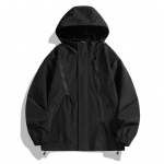 Meeste s&uuml;gisjope, talve kapuutsiga tuulejakk Softshell vabaaja mantel &otilde;ues matkamise topp rattas&otilde;iduks jooksmiseks M must