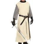Keskaegne Halloweeni r&uuml;&uuml;tli tabardi cosplay kost&uuml;&uuml;m viikingi varrukateta tuunika tikandid L&otilde;vis&uuml;da s&otilde;dalane kleit renessanss LARP M kreemikas