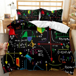 Matemaatilise arvutuse valemiga voodipesukomplekt t&auml;iskasvanutele Voodikomplekti disain Voodipesu Luksuslik kodutekstiil Must Valge tekikott EU single(135x200cm)