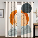 2 paneeli P&auml;ike Abstraktne Geomeetriline Disain Kunst Moodne Lihtsus Pooll&auml;bipaistvad &Otilde;hukesed Kardinad Akna Magamistoa jaoks cortinas Dekor 100W130H(CM)40x51in&Grommet Top orange