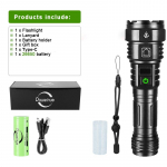 300 W LED-taskulamp k&otilde;ige v&otilde;imsam pikamaa taskulamp, 5 režiimiga v&auml;liseiklus-USB-laetav lamp kalap&uuml;&uuml;gi matkavalgusti D-26650 battery, gift box
