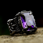 316L roostevabast terasest VIKING v&auml;rviliste kividega trendikas meeste s&otilde;rmus, kahepoolne, kvaliteetne ehe 12