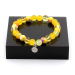 Pierres et Min&eacute;raux. Bracelet Perles Citrine + Agate jaune + Sardonyx jaune + Jaspe jaune Fabriqu&eacute; en France.