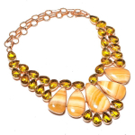 Natural Yellow Calcite, Citrine 925 Sterling Silver Jewelry Necklace 18 r6q58