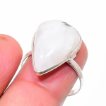 Natural Moonstone Gemstone 925 Sterling Silver Jewelry Ring Size Adjustable j1d83